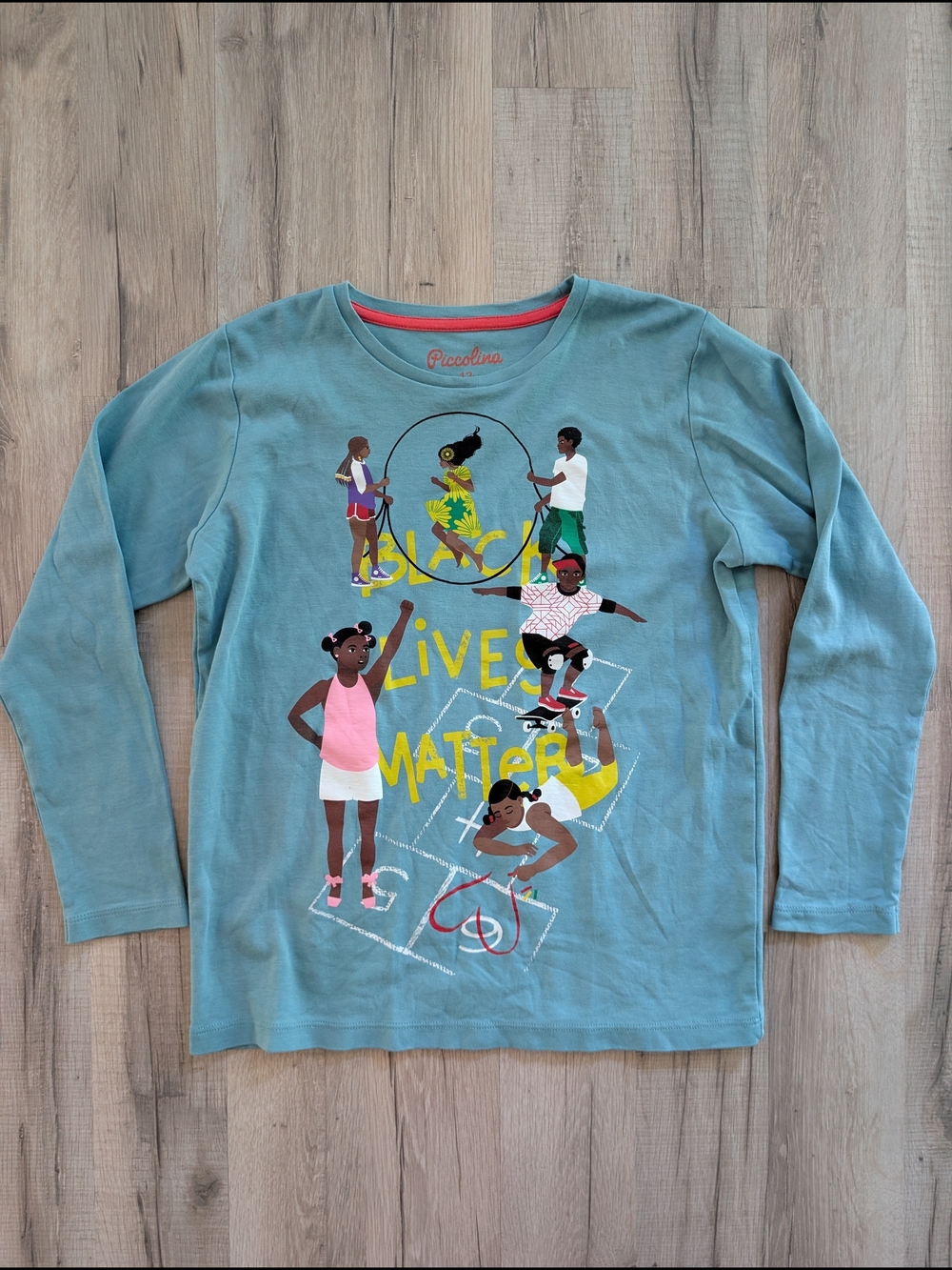 Piccolina Kids' Blue 'Black Lives Matter' Graphic Long-Sleeve Tee, 12Y (V9)